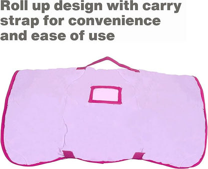 EVERYDAY KIDS Toddler Nap Mat with Removable Pillow -Princess Storyland- Carry Handle with Fastening Straps Closure, Rollup Design, Soft Microfiber for Preschool, Daycare, Sleeping Bag -Ages 2-6 years