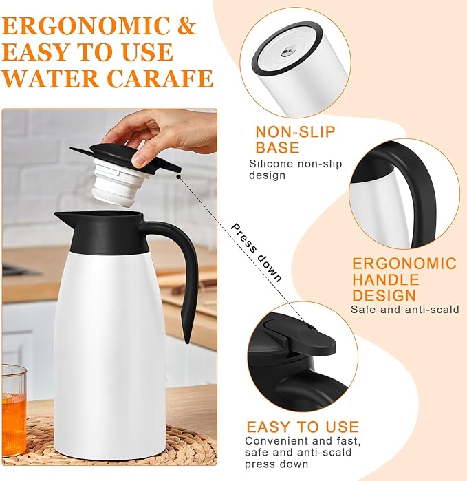 Norme 2 Pcs Thermal Coffee Carafe Insulated Stainless Steel Coffee Carafe