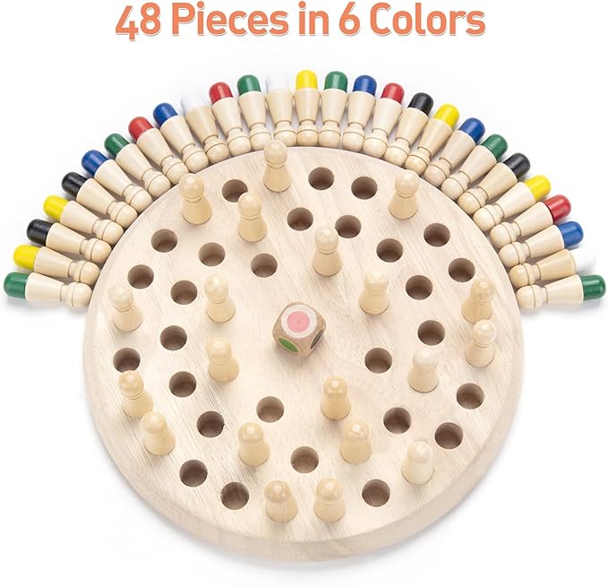 Wooden Memory Chess Matching Game: Large Family Board Games for Kids and Adults, Montessori Preschool Learning Educational Toy, Birthday Gift for Age 3 4 5 6 7 8+ Boy Girl