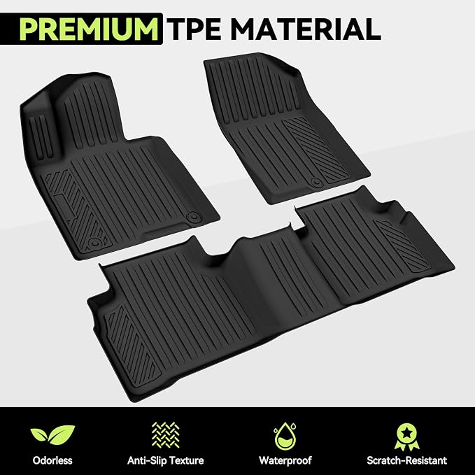 Tongama-Floor Mats for 2023 2024 2025 Kia Sportage Hybrid, All Weather TPE Trunk Mat and Backrest Mats and Cargo Net and Door Sill Guards for Kia Sportage Floor Liner Accessories