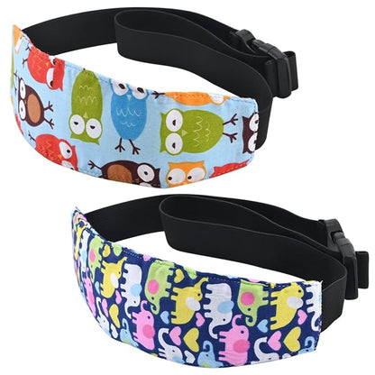 Head Support for Stroller Car Seat - Head Band Strap Headrest for Sleeping Traveling for Toddler Kids Children Child Baby Infant- (Elephant+Blue)