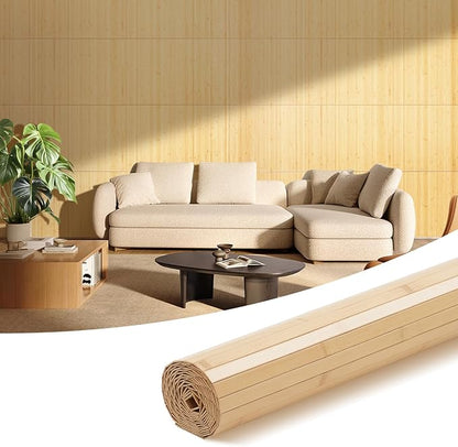 OUZUGIE 1 Pack 96x24 Inch Natural Bamboo Wall Panel – Carbonized Pole Wrap