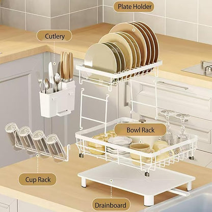 Small 2 Tier Dish Drying Rack, Space Saving Dish Racks