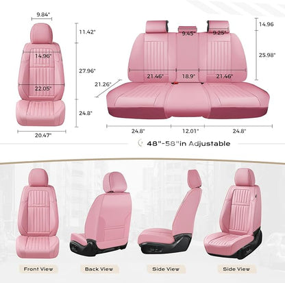 Coverado Car Seat Covers Front Seats, Seat Covers for Cars, Car Seat Protector, 2-Pack Car Seat Cushion Nappa Leather, Waterproof Seat Covers Carseat Cover Universal Fit for Most Cars Trucks(Pink)