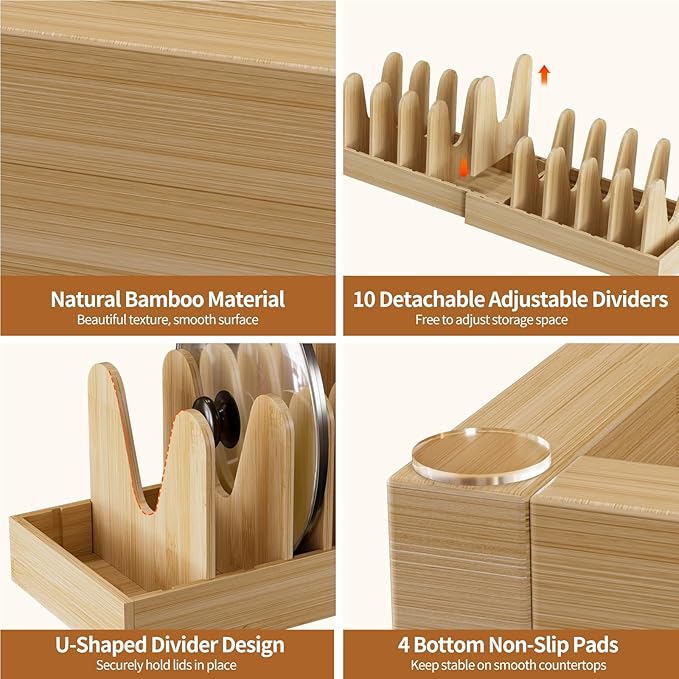Housolution Bamboo Pot and Pan Organizer