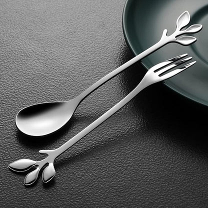 AnSaw Elegant Silver Leaf Coffee Spoons