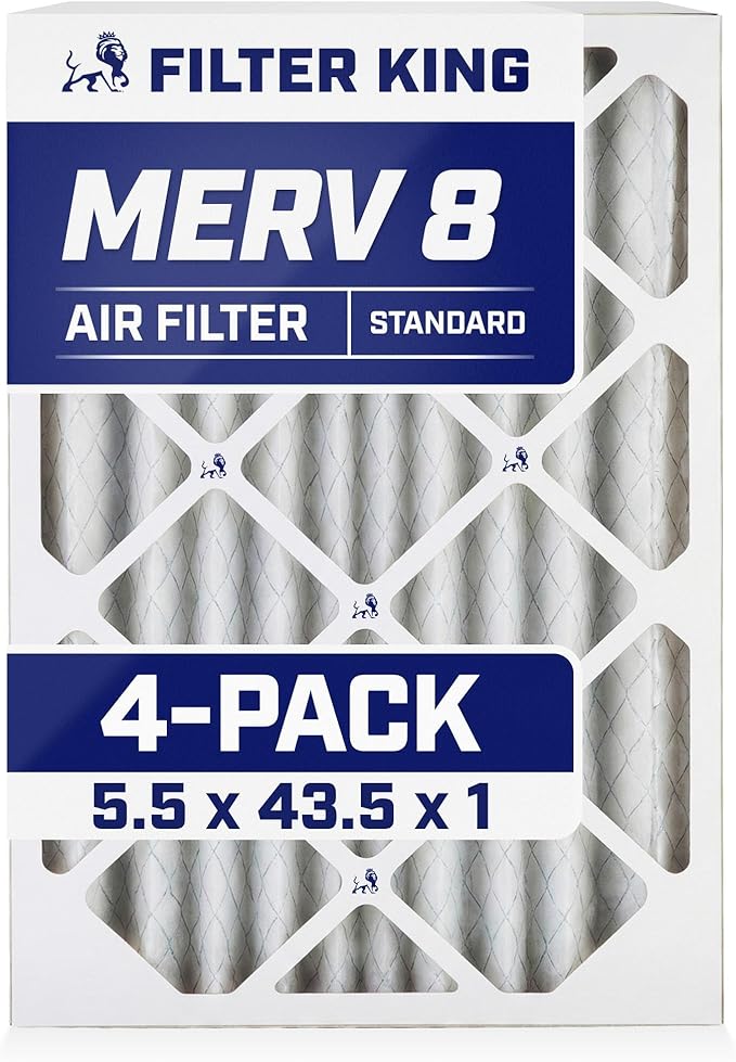 Filter King 5.5x43.5x1 Air Filter | 4-PACK | MERV 8 HVAC Pleated A/C Furnace