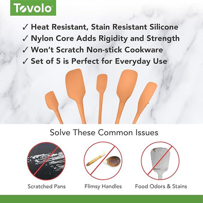 Tovolo Flex Core 5 Piece Silicone Spatula Set Heat Resistant All Silicone