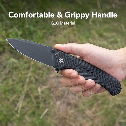 CIVIVI Photonix EDC Pocket Knife, Folding Knife with 3.7" 14C28N Blade G10 Handle with Pocket Clip for Men Women, Camping Hiking Fishing Knife C23081B-1, Black