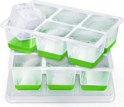Ice Cube Trays 2 Pack, JRISBO Large Silicone Ice Cube Molds