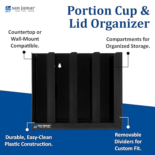 San Jamar Portion Cup and Lid Organizer Fits 2" Cups and Lids