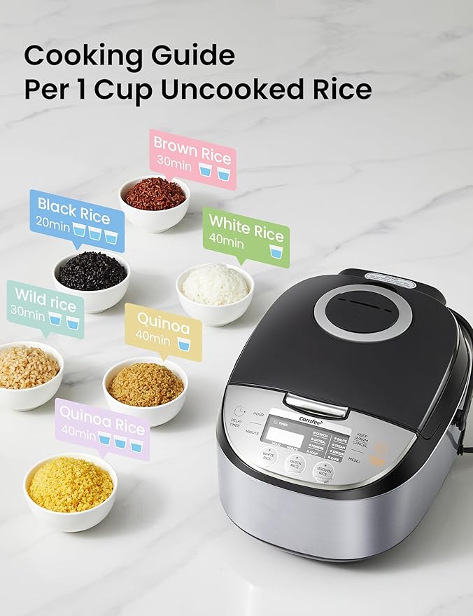 COMFEE' Rice Cooker 12 Cups Cooked/6 Cups Uncooked, Portable Non-Stick Rice