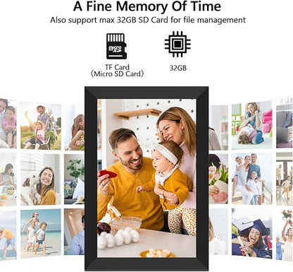 FRAMEO Digital Photo Frame WiFi 32GB 10.1 Inch 1280x800 IPS Touch Screen