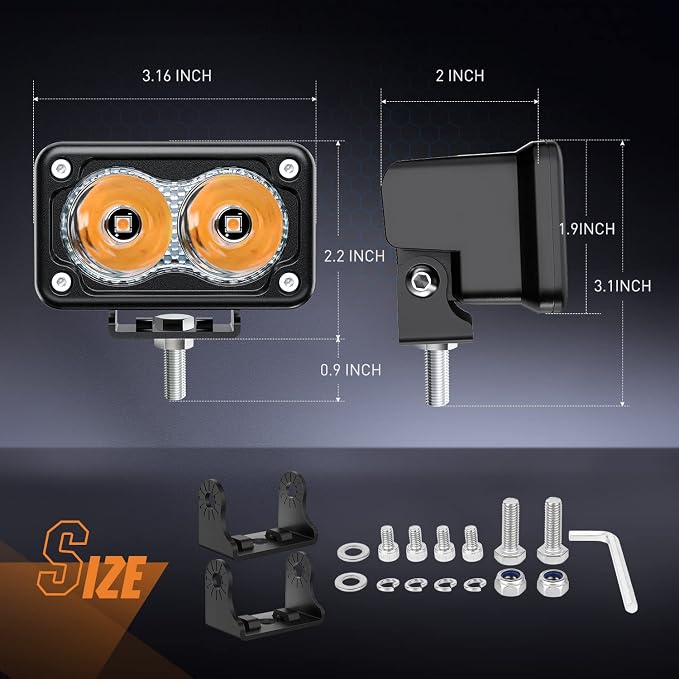 Nilight 3Inch Amber LED Light Pods 2PCS 10W Super Spot Fog Lights Auxiliary Driving Lamp Built-in EMC for Motorbike SUV ATV Truck Boat Tractor Forklift