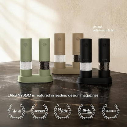 LARS NYSØM Electric Salt and Pepper Grinder Set I Automatic Salt and Pepper