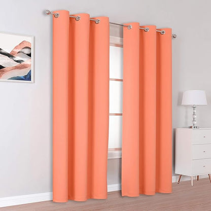 DUALIFE Burnt Coral Curtains 84 Inch Room Darkening Drapes
