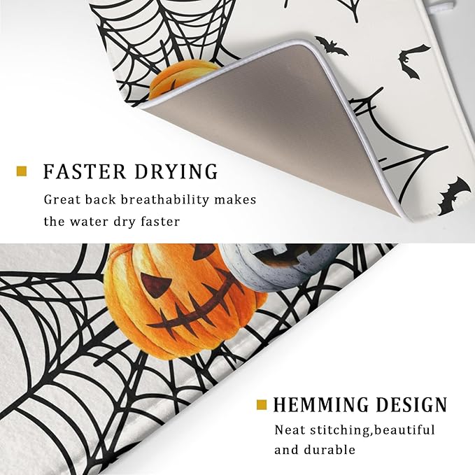 Giwawa Happy Halloween Dish Drying Mat 18"x24" Spooky Colorful Pumpkins