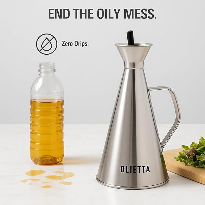 Olietta Olive Oil Dispenser Bottle Copper Stainless Steel Non Drip Leak Proof