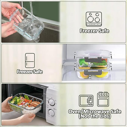 MCIRCO 5-Pack 36oz Glass Meal Prep Containers with 2 Compartments