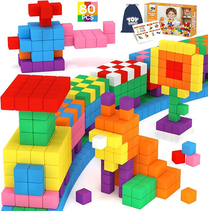 80PCS Magnetic Blocks, Magnetic Building Blocks