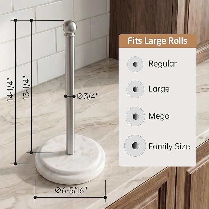 KES Anti-Slip Marble Paper Towel Holder Countertop
