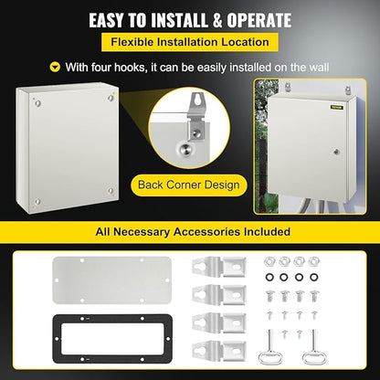 VEVOR NEMA Steel Enclosure, IP66 Waterproof & Dustproof, Outdoor/Indoor