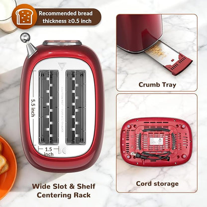 Mecity Toaster 2 Slice, Touch Screen Wide Slot Retro Toaster
