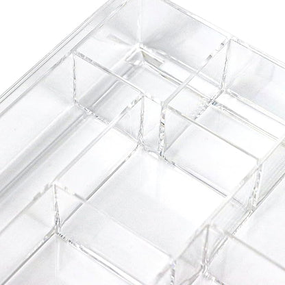 ZEXALOR 8-Section Clear Drawer Organizer, Large Acrylic Drawer Divider Tray