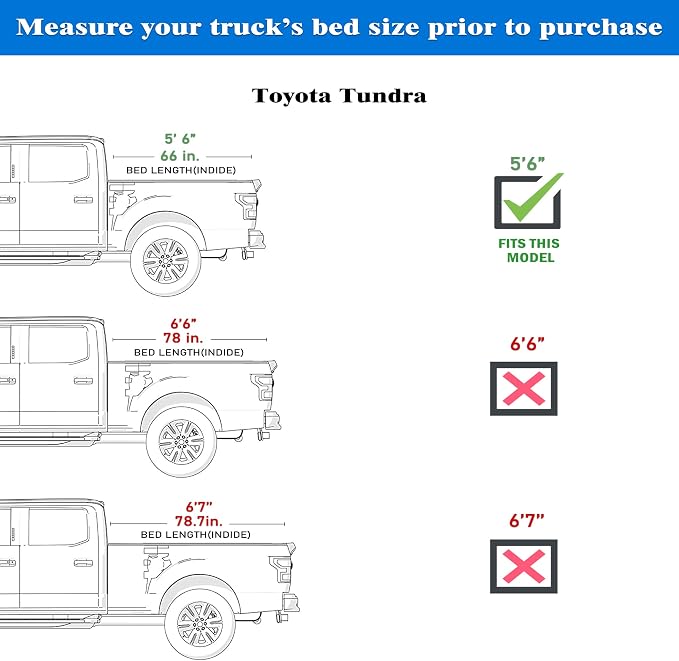 Toptiny Hard Folding Truck Bed Tonneau Cover HTF034 Fits 2022-2026 Toyota Tundra 5‘6" Bed w/OE Rail System (66.7")