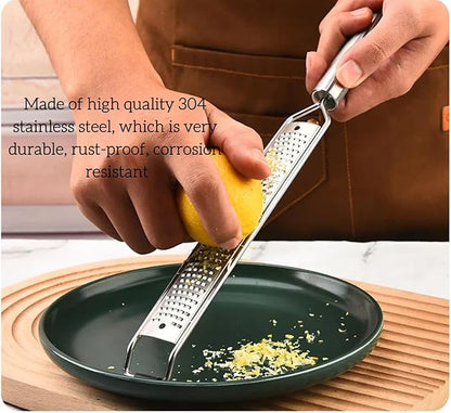 13.5 inch Lemon Zester, 304 Stainless Steel Cheese Grater, Kitchen Tool Metal