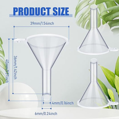 Hoolerry 100 Pcs Small Funnel for Filling Small Bottles Clear Plastic Mini