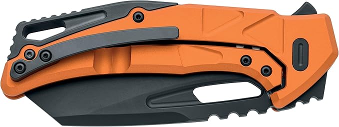 Fox Knives Chronos FX-552 ALBOR Premium Folding Knife 3.54in CPM MagnaCut Steel Blade, Reverse Tanto, Frame Lock, Tip-up Carry, EDC Pocket Knife, Made in Italy (Orange Anodized Aluminum)