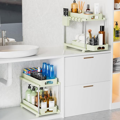 VERIFOST Under Sink Organizer, 2 Pack Under Kitchen Bathroom Cabinet Organizer