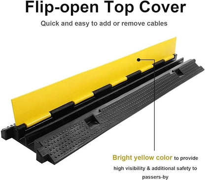 Reliancer 3 Pack Dual Channel Rubber Cable Protector Ramp 2 Channel Traffic