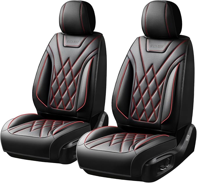 Car Seat Covers Compatible with Hyundai Palisade 2020-2026 Waterproof & Breathable Luxury Leather All-Weather Seat Cushions Protectors, Airbag Compatible, Only 2 Front seat Covers (Redline)