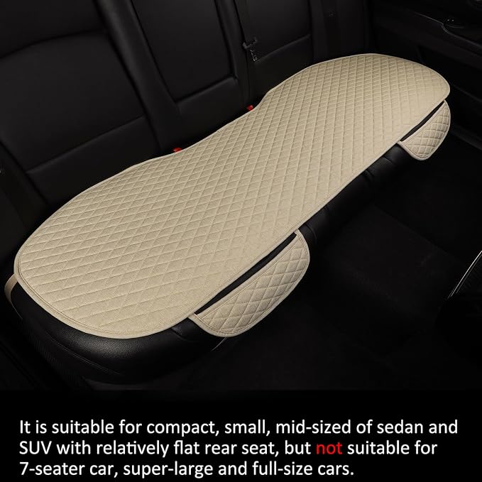 West Llama Linen Car Seat Covers,Bottom Seat Covers for Cars Include 1 Pair Front Driver Seat Pad Mat and 1 Rear Bench Cover for SUVs,Cars,Sedans(3Piece-Beige)
