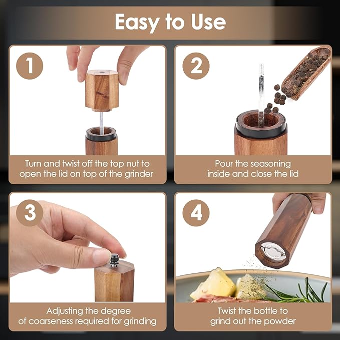 Wooden Salt and Pepper Grinder Set