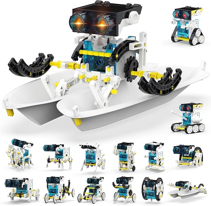 30-in-1 STEM Solar Robot Kit Toys, 243 Pieces Educational Building Science Experiment Kit for Kids Aged 8-12, Birthday Gifts Kids Aged 8 9 10 11 12 13 Years Old(White)