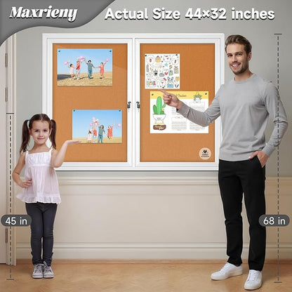 Lockable Outdoor Enclosed Bulletin Board, Weatherproof Cork Noticeboard