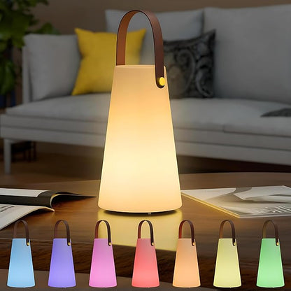 Portable Outdoor Table Lamp, Cordless Rechargeable Outdoor Table Lanterns RGB LED Lights with Remote, IP44 Water-Resistant Battery Operated Hanging Lamp for Patio Garden Camping Dining Room