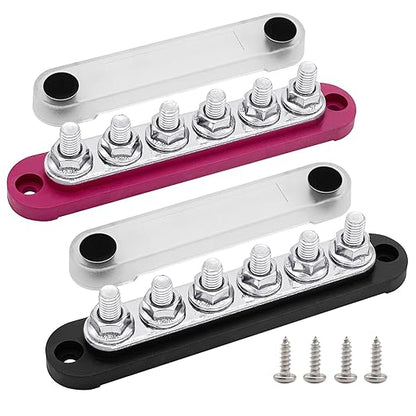 6 x M8 Studs Power Distribution Block Bus Bar 12V, Ampper 5.9" HD 200A Marine