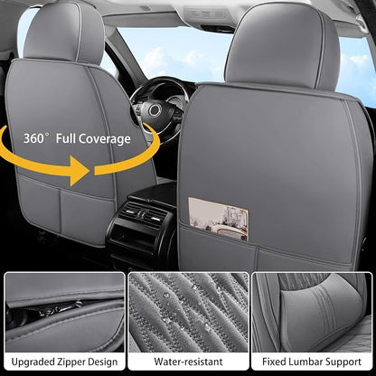 WELLDO Car Seat Covers, Gray, Full Set | Waterproof, Scratch-Resistant, Breathable & Easy to Clean, Universal for SUV Sedan Truck, w02
