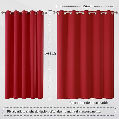 DUALIFE 108 inches Long Red Blackout Curtains