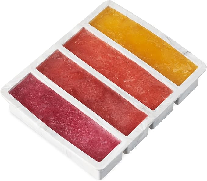 Host Ice Cube Tray, Makes Four 5-Inch Long Cubes, Durable Silicone Trays