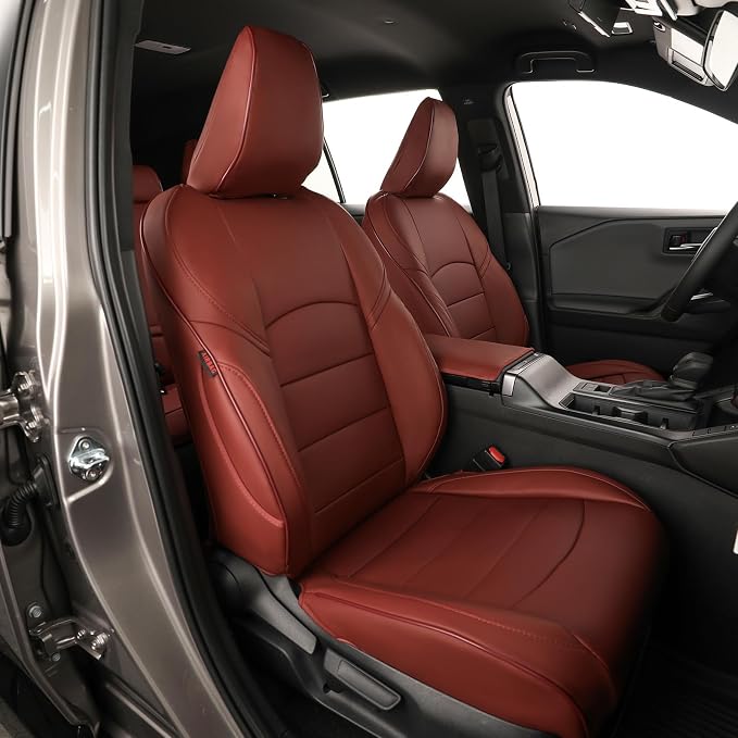 EKR Rav4 Seat Covers Custom Fit for Toyota Rav4 (Hybrid) SE/XSE & (PHEV) GR Sport 2026,Car Seat Cover Full Set for SUV,Factory-Style Interior Upgrade, Easy-Wipe Protection,Faux Leather(Burgundy)