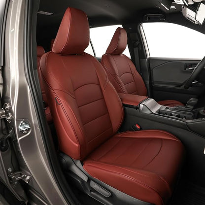 EKR Rav4 Seat Covers Custom Fit for Toyota Rav4 (Hybrid) SE/XSE & (PHEV) GR Sport 2026,Car Seat Cover Full Set for SUV,Factory-Style Interior Upgrade, Easy-Wipe Protection,Faux Leather(Burgundy)
