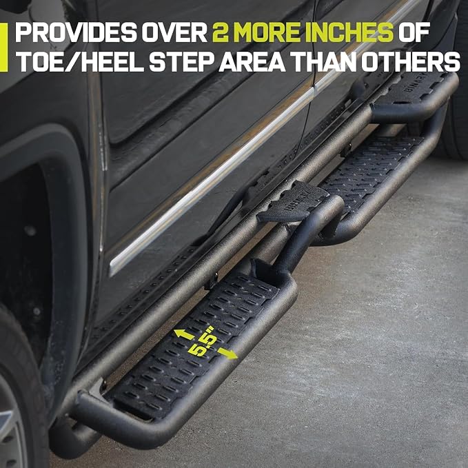 BINARY STAR Running Boards Compatible with 2019-2026 Dodge Ram 1500 Quad Cab(Excl. Classic Ram 2500 3500), 4-Steps Design Running Boards, Carbon Steel Side Step Bars Nerf Bars