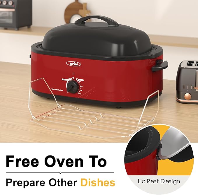Sunvivi Roaster Oven with Self-Basting Lid, 20 Quart Electric Roaster with