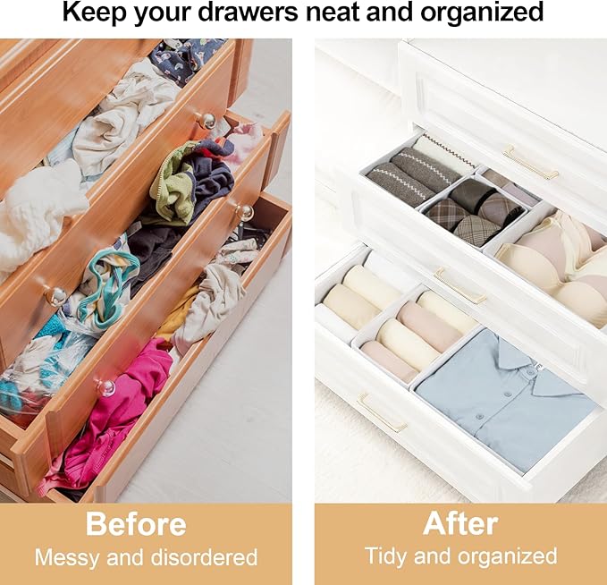 Fordonral 16 Pack Drawer Organizer Clothes, Foldable Fabric Dresser Organizer