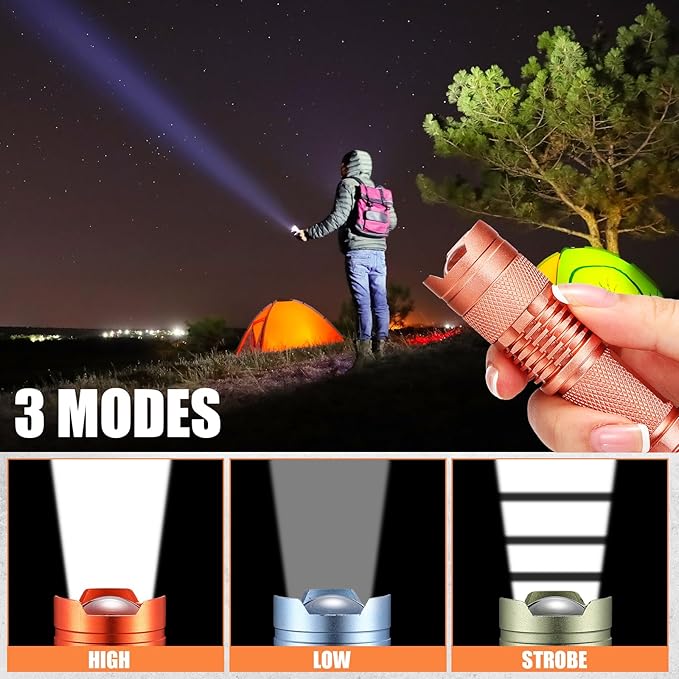 Fumete 20 Pieces LED Flashlight Mini 3 Mode Tactical Torch Small Water Resistant Pocket Flash Light Adjustable Focus Light Pen for Men, Father, Indoor Outdoor Hiking(Multicolor)